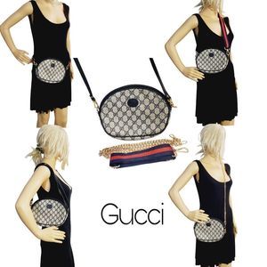 Gucci Authentic Vintage GG monogram PVC leather crossbody pouch bag
